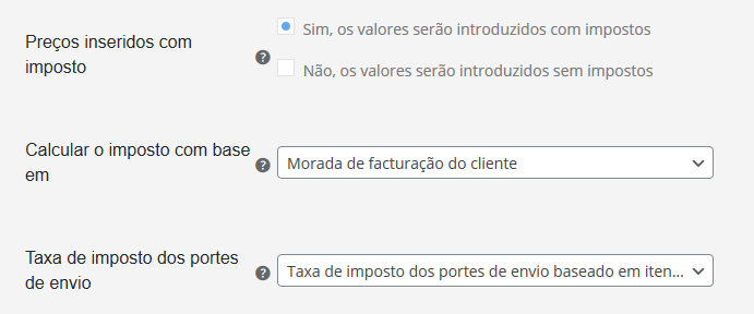 configurar impostos