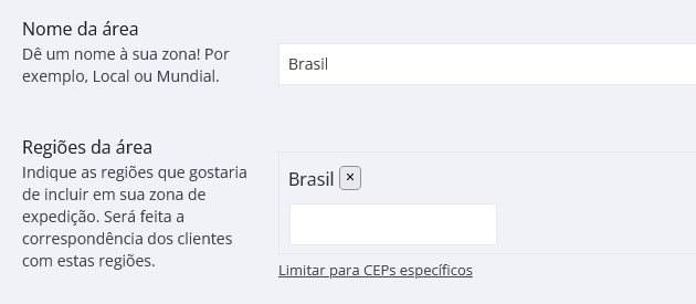 configurar a entrega