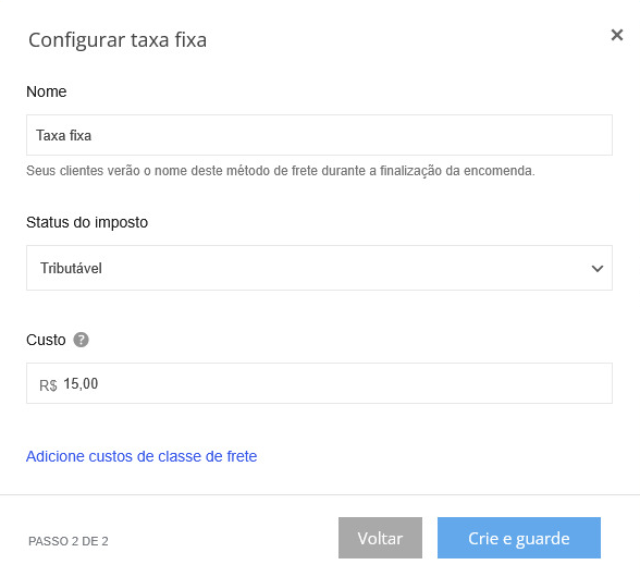 configurar a entrega
