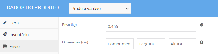 envio baseado no peso