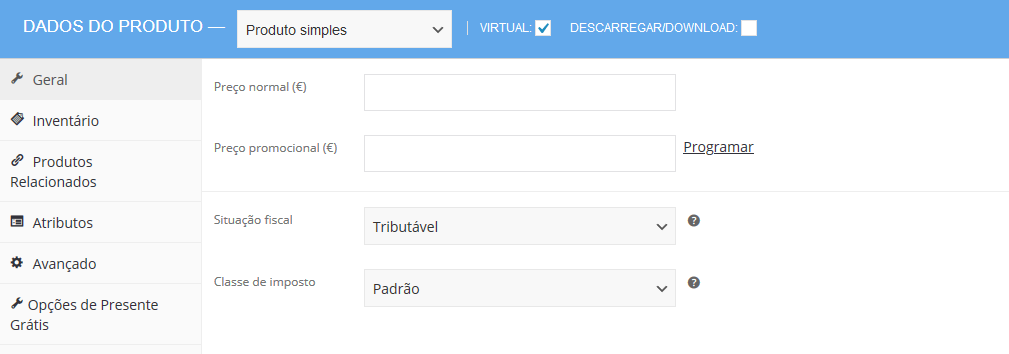 inserir produto virtual