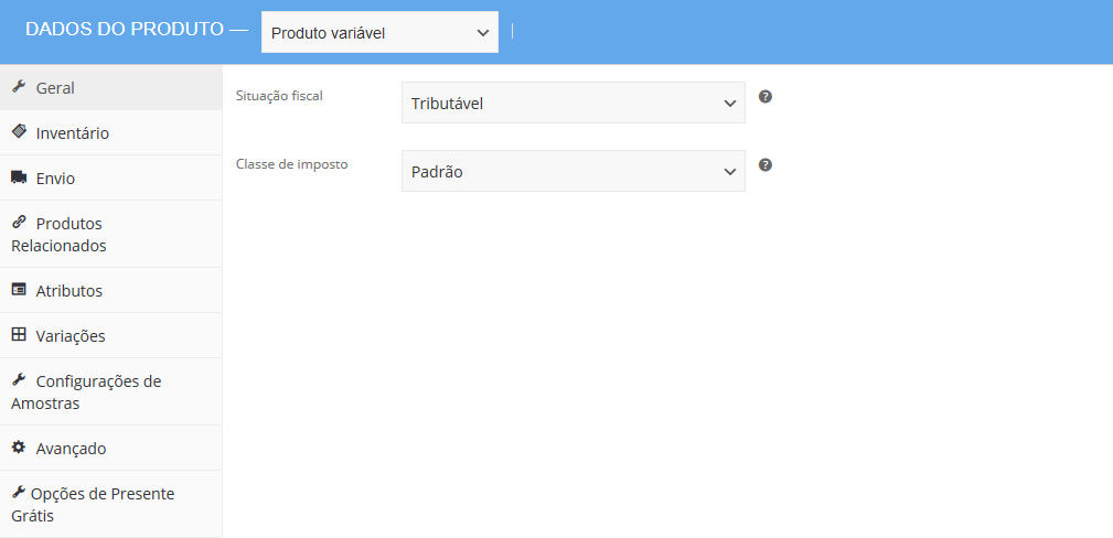 inserir produto variavel