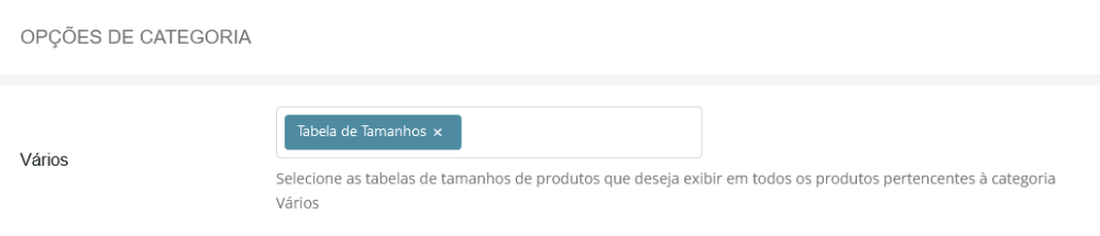 tabela de tamanhos