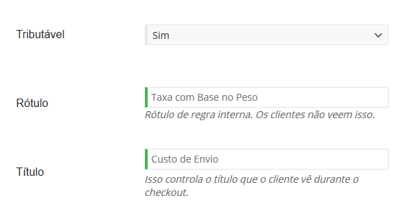 envio baseado no peso