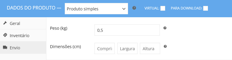 envio baseado no peso