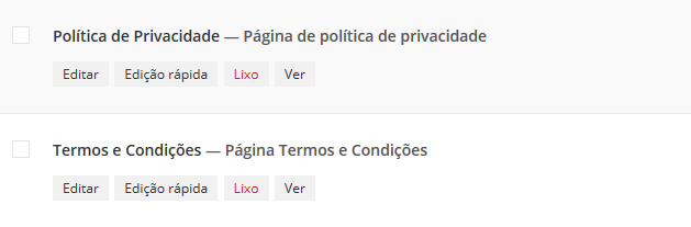 editar termos e condicoes e pol�tica de privacidade