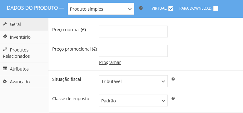 inserir produto virtual