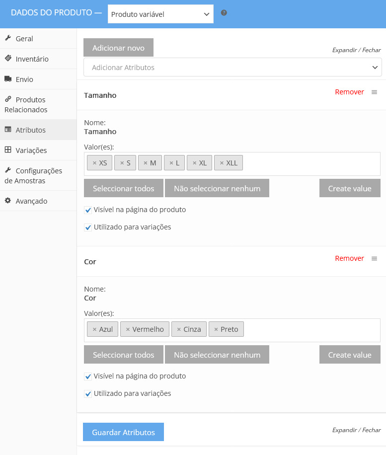 inserir produto variavel