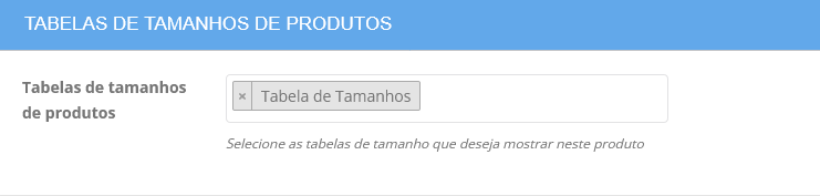 tabela de tamanhos